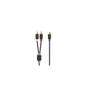 Stereo Audio kabel | 2x RCA Hanstik | RCA Hunstik | Guldplateret | 0.20 m | Runde | Antracit | Box