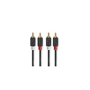 Stereo Audio kabel | 2x RCA Hanstik | 2x RCA Hanstik | Guldplateret | 0.50 m | Runde | Antracit | Box