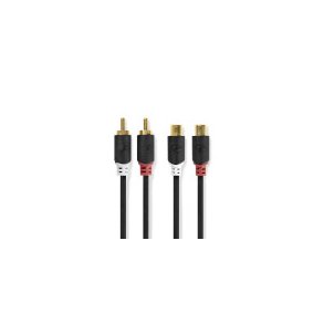 Stereo Audio kabel | 2x RCA Hanstik | 2x RCA Hun | Guldplateret | 2.00 m | Runde | Antracit | Box
