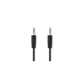 Stereo Audio kabel | 3.5 mm Hanstik | 3.5 mm Hanstik | Nikkelplateret | 5.00 m | Runde | Sort | Box