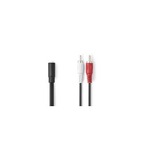 Stereo Audio kabel | 2x RCA Hanstik | 3.5 mm Hunstik | Nikkelplateret | 0.20 m | Runde | Box