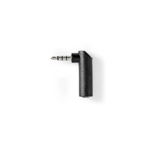 Stereo Audio Adapter | 3.5 mm Hanstik | 3.5 mm Hunstik | Nikkelplateret | Vinkel 90� | Metal | Sort | 1 stk. | Box