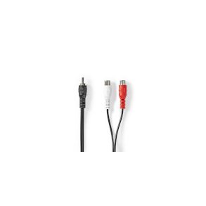 Subwoofer kabel | RCA Hanstik | 2x RCA Hun | Nikkelplateret | 0.20 m | Runde | 5.0 x 2.5 mm | Sort | Box