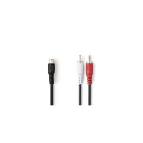 Stereo Audio kabel | 2x RCA Hanstik | RCA Hunstik | Nikkelplateret | 0.20 m | Runde | Blister