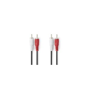 Stereo Audio kabel | 2x RCA Hanstik | 2x RCA Hanstik | Nikkelplateret | 2.00 m | Runde | Sort | Box