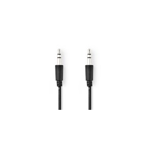 Stereo Audio kabel | 3.5 mm Hanstik | 3.5 mm Hanstik | Nikkelplateret | 1.00 m | Runde | Sort | Label
