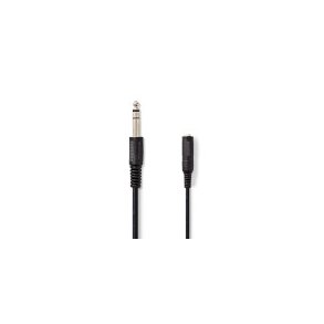 Stereo Audio kabel | 6.35 mm Hanstik | 6.35 mm Hunstik | Nikkelplateret | 5.00 m | Runde | Label