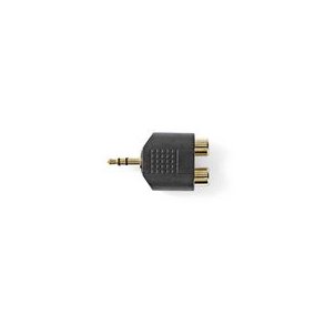 Stereo Audio Adapter | 3.5 mm Hanstik | 2x RCA Hun | Guldplateret | Lige | ABS | Sort | 10 stk. | Konvolut