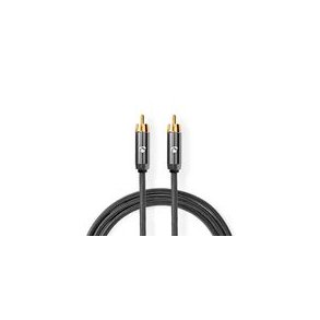 Subwoofer kabel | RCA Hanstik | RCA Hanstik | Guldplateret | 3.00 m | Runde | 4.5 mm | Antracit / Gun Metal Gr� | Cover Box