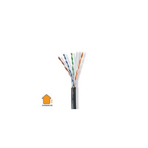 Netv�rkskabel Roll | CAT6 | Solid | U/UTP | CCA | 305.0 m | Udend�rs | Runde | PE | Sort | Tr�kboks
