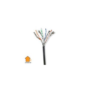 Netv�rkskabel Roll | CAT7 | Solid | S/FTP | Kobber | 100.0 m | Udend�rs | Runde | PE | Sort | Tr�kboks