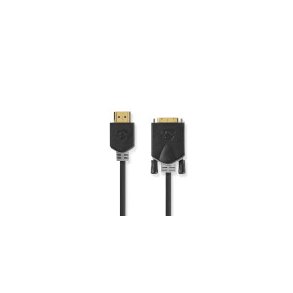 HDMI kabel | HDMI Stik | DVI-D 24 + 1-pin han | 1080p | Guldplateret | 2.00 m | Lige | PVC | Antracit | Window Box med Euro l�s