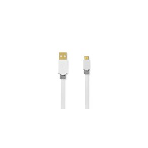 USB-kabel | USB 2.0 | USB-A Han | USB Micro-B han | 480 Mbps | Guldplateret | 1.00 m | Fladt | PVC | Hvid | Window Box