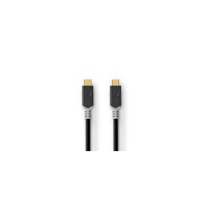 USB-kabel | USB 3.2 Gen 2x2 | USB-C Han | USB-C Han | 100 W | 4K@60Hz | 20 Gbps | Guldplateret | 2.00 m | Runde | PVC | S�lv | Box