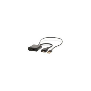 HDMI Adapter | HDMI Stik | DisplayPort Han / USB-A Han | Guldplateret | Lige | PVC | Sort | 1 stk. | Box