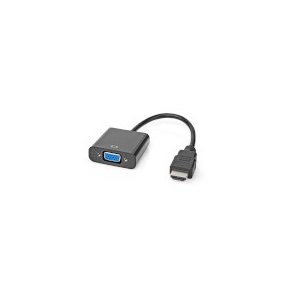 HDMI Adapter | HDMI Stik | VGA Hun / 3.5 mm Hunstik | Nikkelplateret | Lige | PVC | Sort | 1 stk. | Box