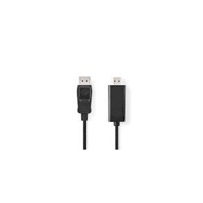 Displayport kabel | DisplayPort Han | HDMI Stik | 4K@30Hz | Nikkelplateret | 3.00 m | Runde | PVC | Sort | Box