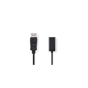 Displayport kabel | DisplayPort Han | HDMI  -udgang | 4K@30Hz | Nikkelplateret | 0.20 m | Runde | PVC | Sort | Box