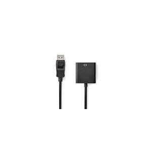 DisplayPort adapter | DisplayPort Han | VGA Hun | 1080p | Nikkelplateret | 0.20 m | Runde | Sort | Box