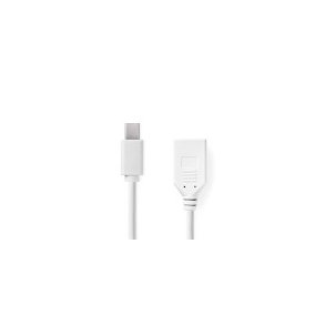 Mini DisplayPort kabel | DisplayPort 1.2 | Mini DisplayPort han | DisplayPort Hun | 21.6 Gbps | Nikkelplateret | 0.20 m | Runde | PVC | Hvid | Box