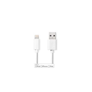 Lightning Kabel | USB 2.0 | Apple Lightning 8-pin | USB-A Han | 480 Mbps | Nikkelplateret | 1.00 m | Runde | PVC | Hvid | Box
