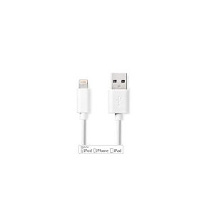 Lightning Kabel | USB 2.0 | Apple Lightning 8-pin | USB-A Han | 480 Mbps | Nikkelplateret | 3.00 m | Runde | PVC | Hvid | Box