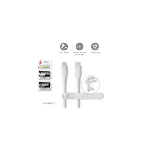 Lightning Kabel | USB 2.0 | Apple Lightning 8-pin | USB-C Han | 480 Mbps | Nikkelplateret | 1.50 m | Runde | Silikone | Hvid | Box