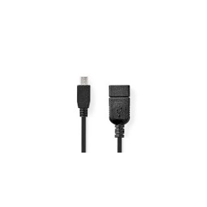 USB-adapter | USB 2.0 | Mini 5-Pin Han | USB-A Hun | 480 Mbps | OTG | 0.20 m | Runde | Nikkelplateret | Sort | Box