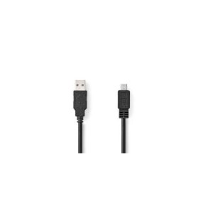 USB-kabel | USB 2.0 | USB-A Han | USB Micro-B han | 480 Mbps | Nikkelplateret | 2.00 m | Runde | PVC | Sort | Box