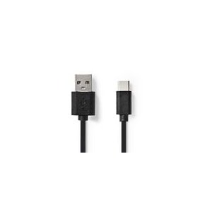 USB-kabel | USB 2.0 | USB-A Han | USB-C Han | 15 W | 480 Mbps | Nikkelplateret | 0.10 m | Runde | PVC | Sort | Blister