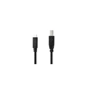 USB-kabel | USB 2.0 | USB-C Han | USB-B han | 480 Mbps | Nikkelplateret | 2.00 m | Runde | PVC | Sort | Box