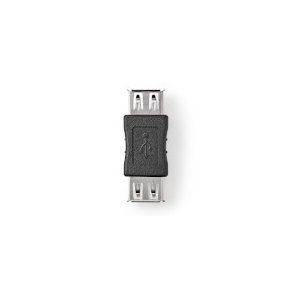 USB-A Adapter | USB 2.0 | USB-A Hun | USB-A Hun | 480 Mbps | Runde | Nikkelplateret | PVC | Sort | Box