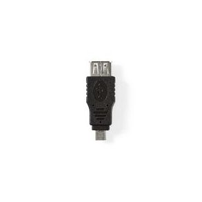 USB Mikro-B Adapter | USB 2.0 | USB Micro-B han | USB-A Hun | 480 Mbps | Nikkelplateret | PVC | Sort | Blister