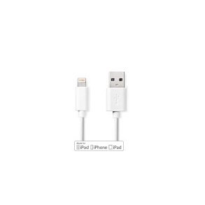 Lightning Kabel | USB 2.0 | Apple Lightning 8-pin | USB-A Han | 480 Mbps | Nikkelplateret | 3.00 m | Runde | PVC | Hvid | Label