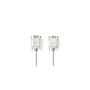Seriel kabel | D-SUB 9-Pin han | D-SUB 9-Pin hun | Nikkelplateret | 2.00 m | Runde | PVC | Elfenben | Label