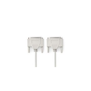 Seriel kabel | D-SUB 25-Pin Han | D-SUB 25-Pin Han | Nikkelplateret | 2.00 m | Runde | PVC | Elfenben | Label