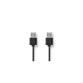 USB-kabel | USB 2.0 | USB-A Han | USB-A Han | 480 Mbps | Nikkelplateret | 2.00 m | Runde | PVC | Sort | Label