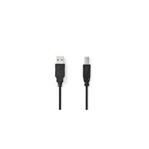 USB-kabel | USB 2.0 | USB-A Han | USB-B han | 10 W | 480 Mbps | Nikkelplateret | 1.00 m | Runde | PVC | Sort | Label