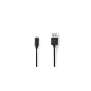USB-kabel | USB 2.0 | USB-A Han | USB Micro-B han | 10 W | 480 Mbps | Nikkelplateret | 1.00 m | Runde | PVC | Sort | Label