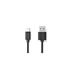 USB-kabel | USB 2.0 | USB-A Han | USB-C Han | 15 W | 480 Mbps | Nikkelplateret | 2.00 m | Runde | PVC | Sort | Label