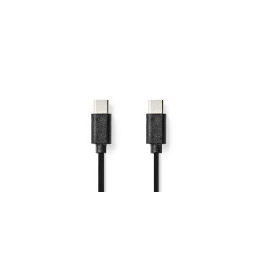 USB-kabel | USB 2.0 | USB-C Han | USB-C Han | 60 W | 480 Mbps | Nikkelplateret | 1.00 m | Runde | PVC | Sort | Label