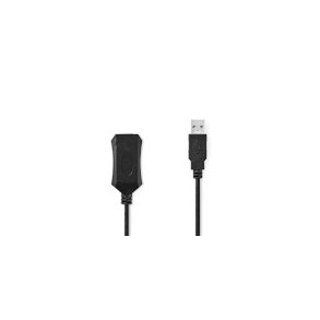 Aktiv USB-kabel | USB 2.0 | USB-A Han | USB-A Hun | 480 Mbps | 10.0 m | Runde | Nikkelplateret | PVC | Kobber | Label