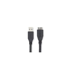 USB-kabel | USB 3.2 Gen 1 | USB-A Han | USB Micro-B han | 5 Gbps | Nikkelplateret | 0.50 m | Runde | PVC | Sort | Label