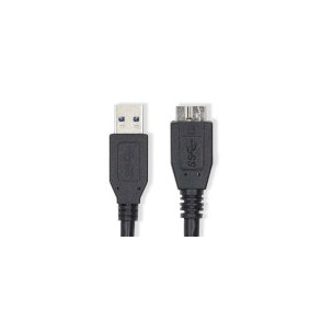 USB-kabel | USB 3.2 Gen 1 | USB-A Han | USB Micro-B han | 5 Gbps | Nikkelplateret | 1.00 m | Runde | PVC | Sort | Label