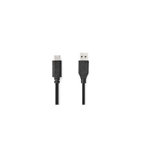 USB-kabel | USB 3.2 Gen 2 | USB-A Han | USB-C Han | 60 W | 10 Gbps | Nikkelplateret | 1.00 m | Runde | PVC | Sort | Label