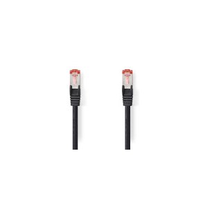 Kat 6 kabel | RJ45 Han | RJ45 Han | S/FTP | 1.00 m | Runde | LSZH | Sort | Label