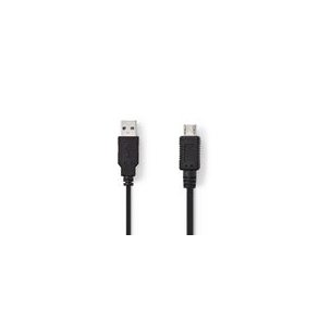 USB-kabel | USB 2.0 | USB-A Han | USB Micro-A | 480 Mbps | Nikkelplateret | 2.00 m | Runde | PVC | Sort | Plastikpose