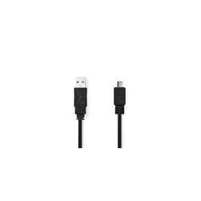 USB-kabel | USB 2.0 | USB-A Han | USB Micro-B han | 480 Mbps | Nikkelplateret | 1.00 m | Fladt | PVC | Sort | Konvolut