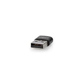 USB-A Adapter | USB 2.0 | USB-A Han | USB-C Hun | 480 Mbps | Runde | Nikkelplateret | Sort | Box