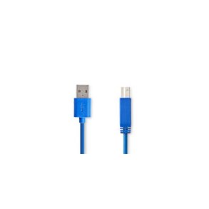 USB-kabel | USB 3.2 Gen 1 | USB-A Han | USB-B han | 5 Gbps | Nikkelplateret | 3.00 m | Runde | PVC | Bl� | Konvolut